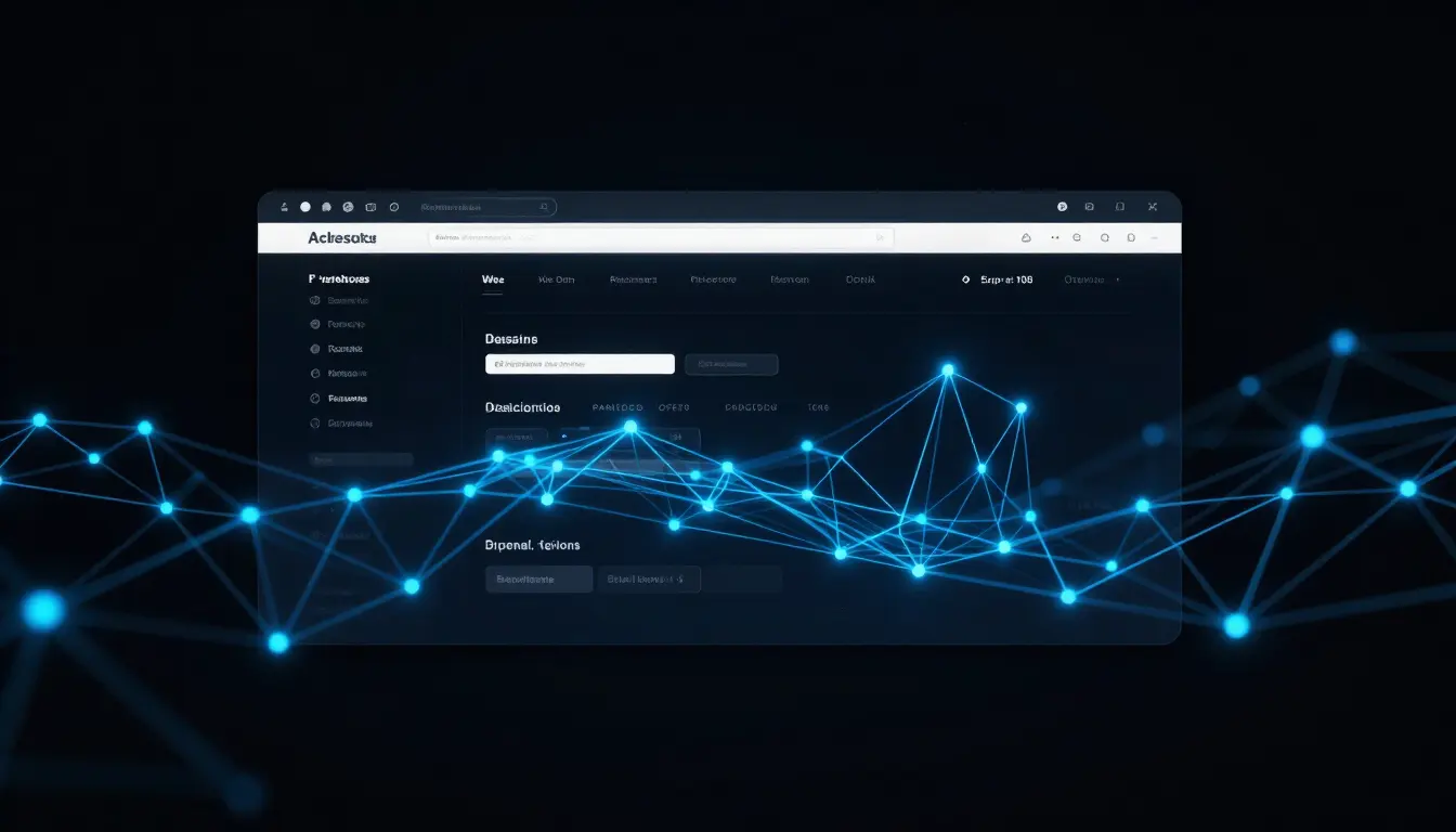 Ilustracja przedstawiająca panel analityczny AI optymalizujący wydajność i SEO strony internetowej